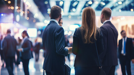 Fototapeta premium Business professionals networking at a trade show event
