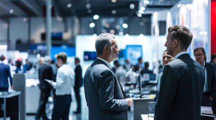 Business professionals talking at a corporate conference event