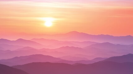 Obraz premium Majestic Sunset Over Ancient Japanese Mountains | Ultra-Detailed Panoramic View of Orange, Pink, and Purple Horizons from Summit