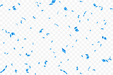 Luxury confetti flying for celebration party banner. Falling shiny blue confetti isolated on transparent background. confetti illustration.