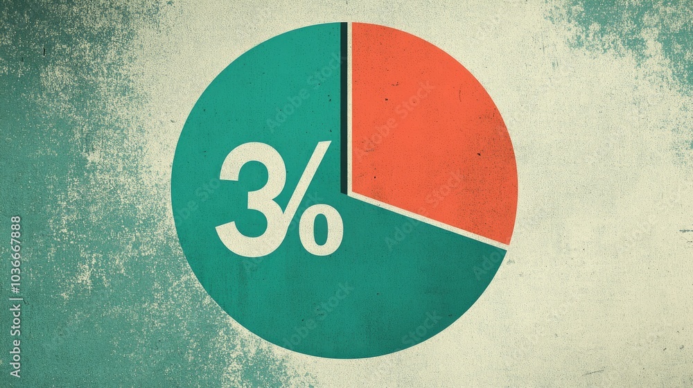 Poster simple pie chart with 3 percent representation