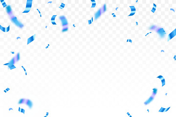 Luxury confetti flying for celebration party banner, Falling shiny blue confetti isolated on transparent background. Birthday, Holiday, New Year, Carnival festivity, confetti,