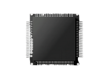High-Resolution Image of a Microchip Isolated on a Transparent Background for Technology and Electronics Applications