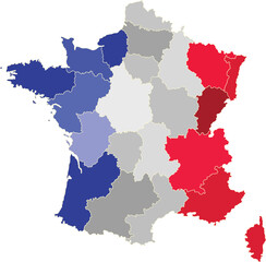colorful map of France 