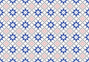 Digital Pixel Fabric. Geometric ethnic pattern seamless Cross Stitch seamless pattern. Design for fabric,background,carpet,wallpaper,clothing,wrapping,Batik,fabric,Vector illustration.