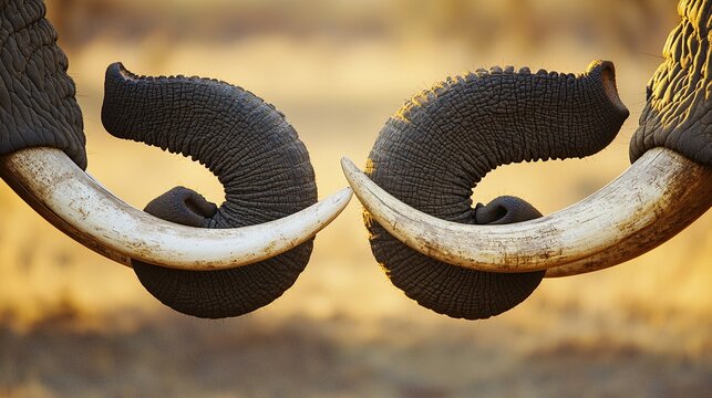 Elephant tusks crossing in a symbolic gesture of protection and strength