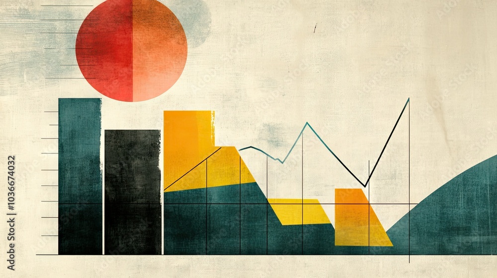 Poster abstract graph illustrating decline and recovery