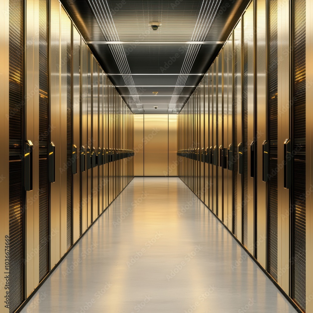 Poster modern data center a sleek and efficient space for data management and storage solutions