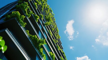 Obraz premium Sustainable Architecture Green Facade and Urban Nature Integration for Modern Living