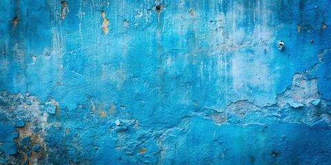 A weathered blue wall with peeling paint reveals the layers beneath, showcasing the passage of time and the resilience of the surface.