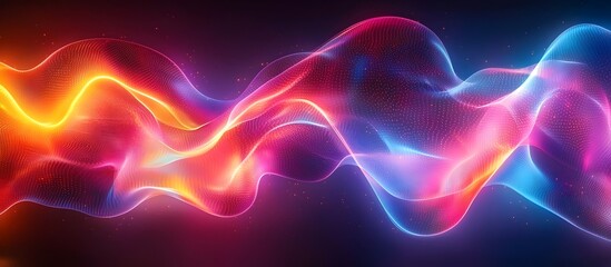 Obraz premium A mesmerizing abstract wave pattern featuring vibrant shades of pink, blue, and orange against a dark background, evoking a sense of motion and energy.