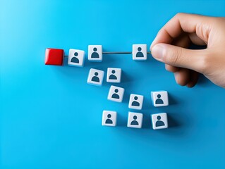 Engagement Magnet: Captivating Illustration of Human Connection with Avatars on a Striking Blue Backdrop – Perfect for Sports Decor Posters and Team Spirit Displays!