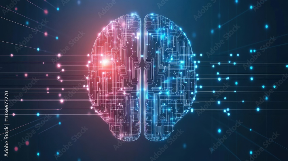 Poster digital brain representation with data patterns