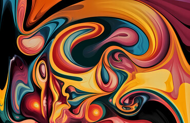 Soul music inspired surreal psychedelic background-illustration,a tribute to the 60s and 70s soul music era
