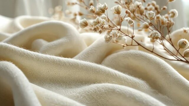 A soft image of organic cotton fabric being gently cared for, using eco-friendly methods to maintain its natural softness.