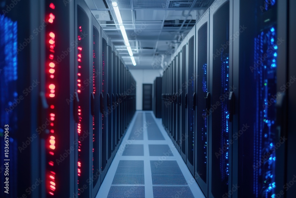 Poster exploring the high-tech world of data centers infrastructure and connectivity