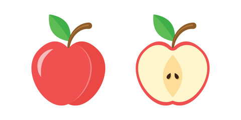 Apple fruit icon set in flat style. Healthy dessert vector illustration on isolated background. Fresh food sign business concept.