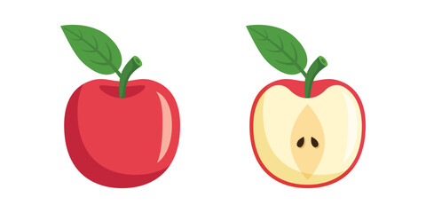 Apple fruit icon set in flat style. Healthy dessert vector illustration on isolated background. Fresh food sign business concept.