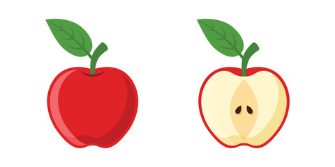 Apple fruit icon set in flat style. Healthy dessert vector illustration on isolated background. Fresh food sign business concept.