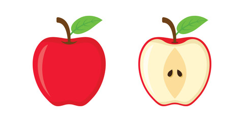 Apple fruit icon set in flat style. Healthy dessert vector illustration on isolated background. Fresh food sign business concept.