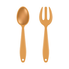 Spoon and fork icon in flat style. Teaspoon vector illustration on isolated background. Tablespoon sign business concept.