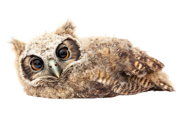 Fototapeta premium Cute and Adorable Owl Chick Isolated on a transparent Background Perfect for Children's Books, Educational Materials, and Nature Themes