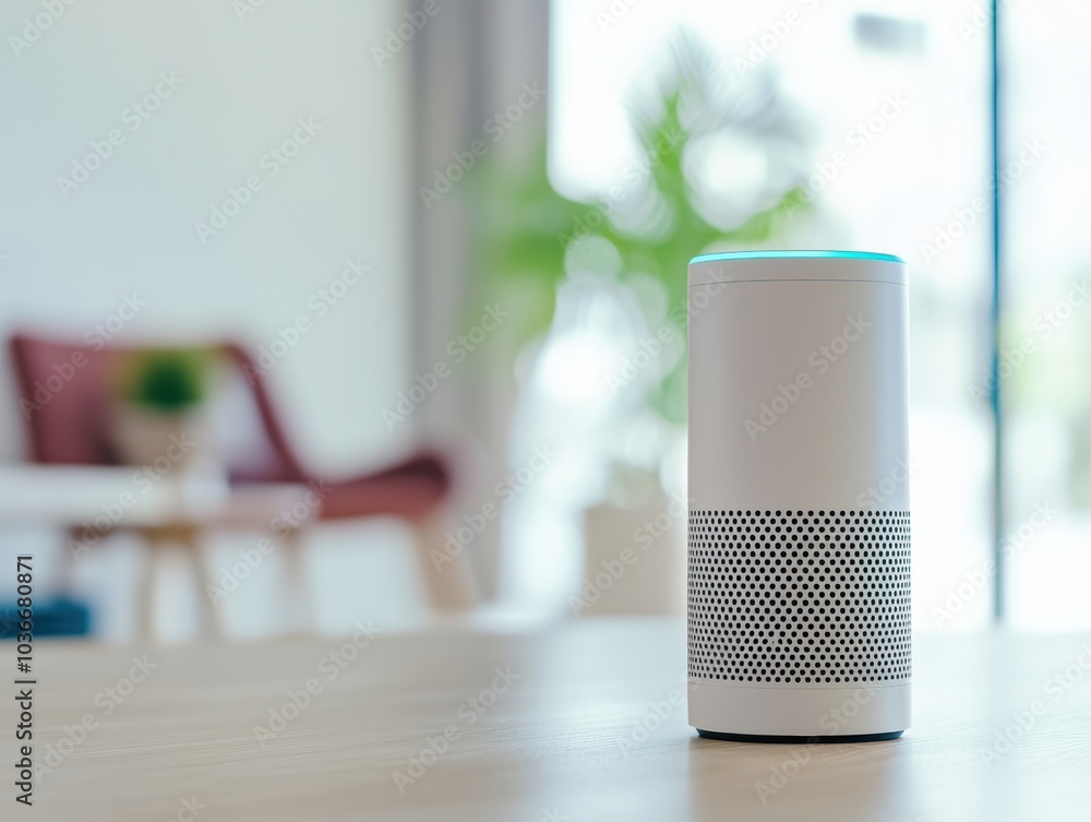Poster Smart Speaker Technology Enhancing Home Automation and User Interaction in Modern Living Spaces