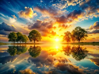 Enchanting double exposure photography blends vibrant sunlit skies with nature, creating stunning visuals and artistic projects that evoke emotion through color and light interplay.