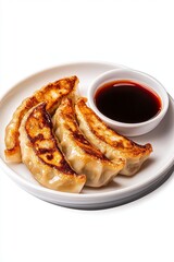 Crispy dumplings served with dipping sauce