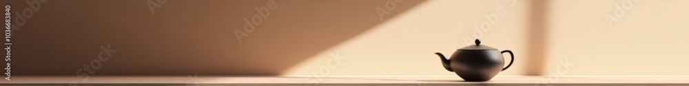 Poster a tea kettle sits gracefully next to a cup, illuminated by warm natural light, creating a tranquil a