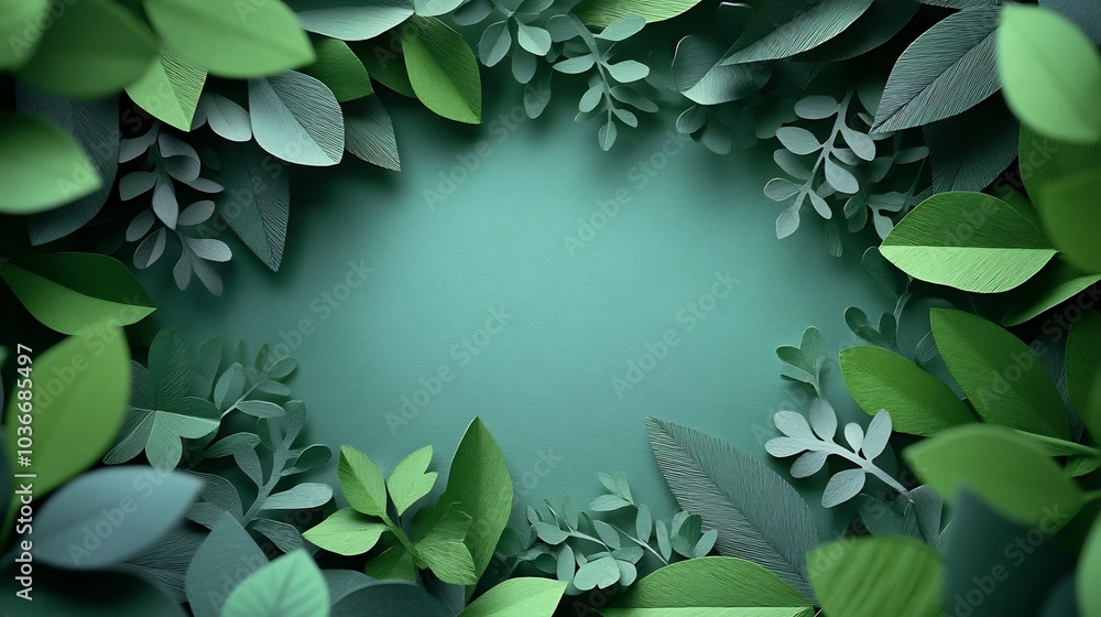 Poster minimalist springthemed design showcasing an empty papercut nature icon within an elegant paper fram
