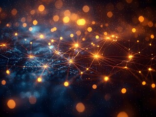 A mesmerizing abstract representation of interconnected nodes and vibrant lights, embodying the essence of technology and innovation in a digital age.