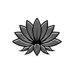 Lotus flower icon. Black and white lotus flower vector illustration.