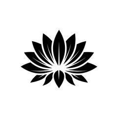 Lotus flower icon vector. Black lotus flower vector icon.