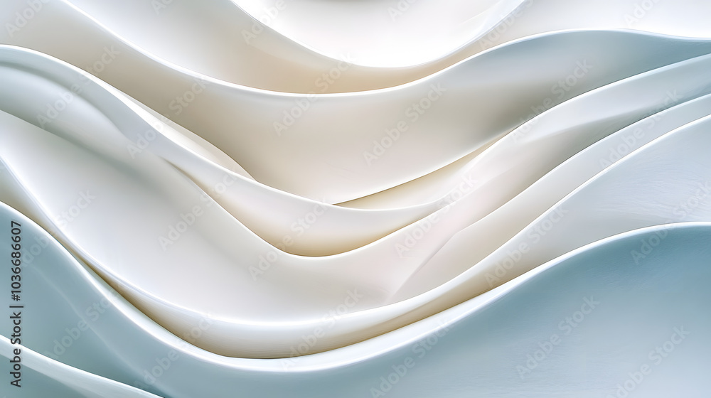Poster the image is a white background with a series of white lines that resemble waves. the lines are curv