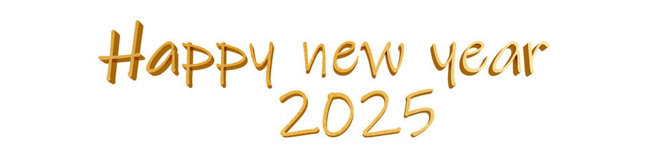 Happy new year 2025 gold text isolated on white
