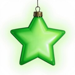 Green ribbon Christmas ornament with a smooth, polished finish against a clean white background. Realistic and perfect for festive decor.