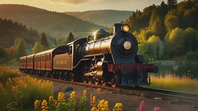 View of an old locomotive that is still special, smooth and looping 4K virtual video animation background