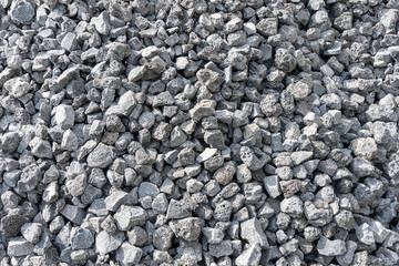 Crushed stone for road construction. Construction material. Crushed blast furnace slag. Close-up.