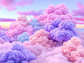 Dreamy Pastel Clouds in a Vibrant Sky