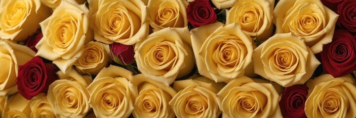 Natural fresh Yellow and Red roses flowers background wallpaper