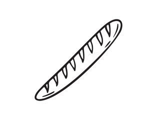 French baguette hand drawn outline doodle icon. Bread loaf vector isolated sketch illustration