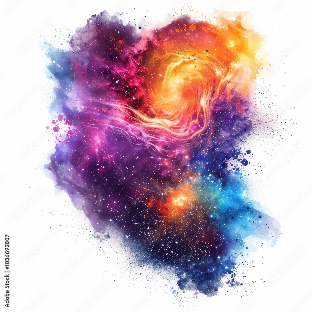 Poster abstract cosmic background showing a colorful universe with nebulae and stars