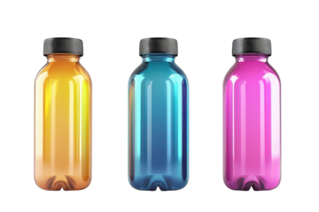 Collection of Isolated Plastic Bottles on transparent Background Ideal for Eco-friendly Packaging Concepts