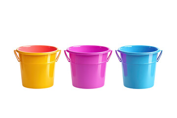 Versatile Plastic Bucket Set Isolated on transparent Background for Cleaning, Gardening, and Home Use Projects