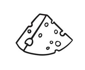 Cheese piece single Doodle hand drawn line icon. slice cheese for menu, design restaurant, cafe