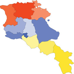 Colorful Armenia map