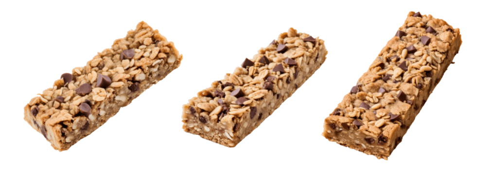 set of granola bar snack isolated on transparent background