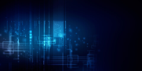 2d illustration Abstract futuristic electronic circuit technology background
