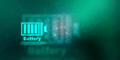 2d illustration Electrical energy and power supply source concept, accumulator battery with charging level indicator
   
    